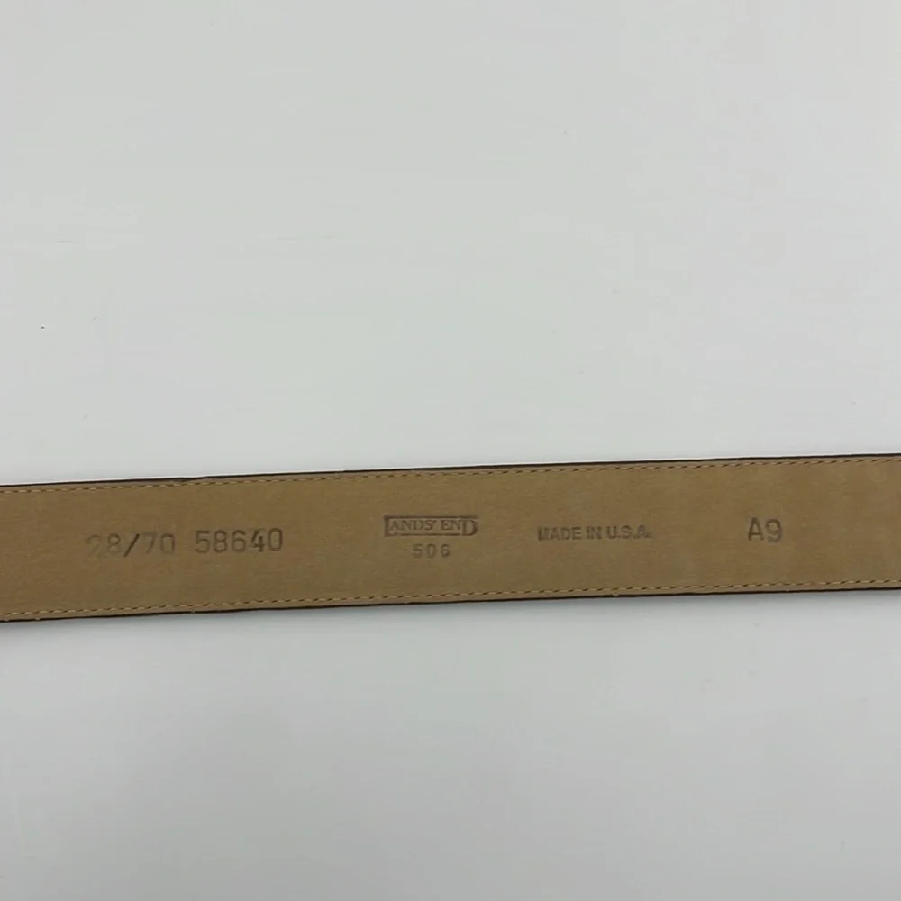 Vintage Lands End 506 Brown Leather Belt w/ Brass Buckle- Women’s Size Small